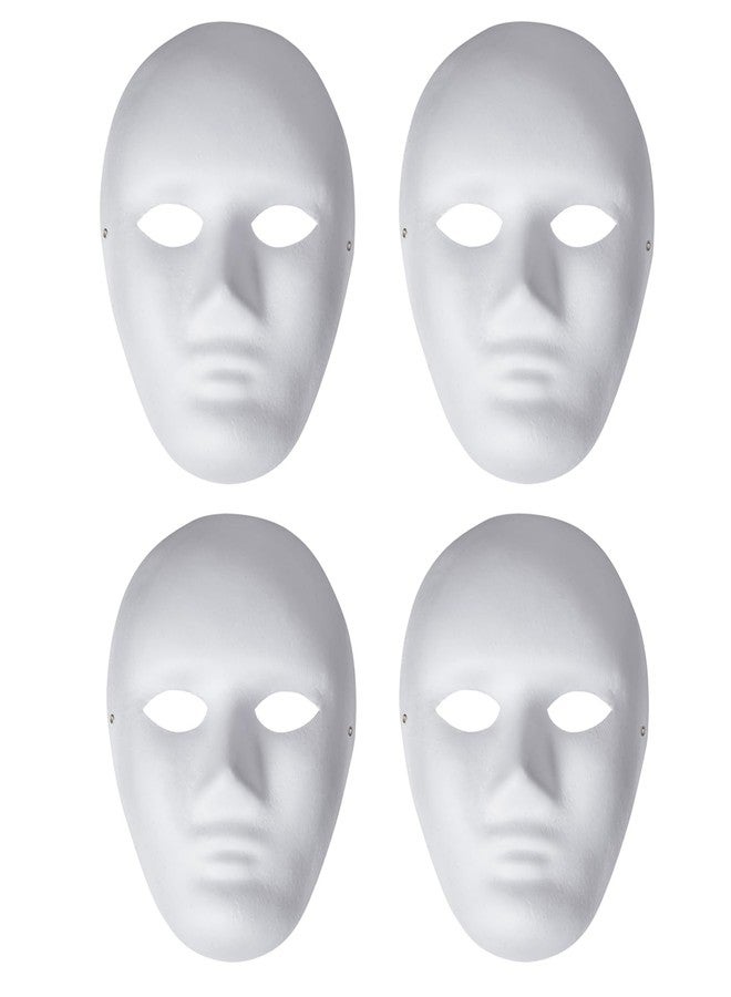 Liatunou 4 Pcs DIY White Paper Mache Mask, Paintable Masquerade Mask, Cosplay Costume Prop Halloween Mardi Gras Party Full Face Men Masks - Image 1